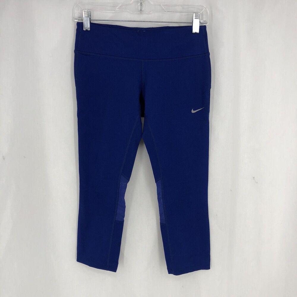 Nike Womens Workout Pants size Small Blue Black Dri-fit Running Stretch